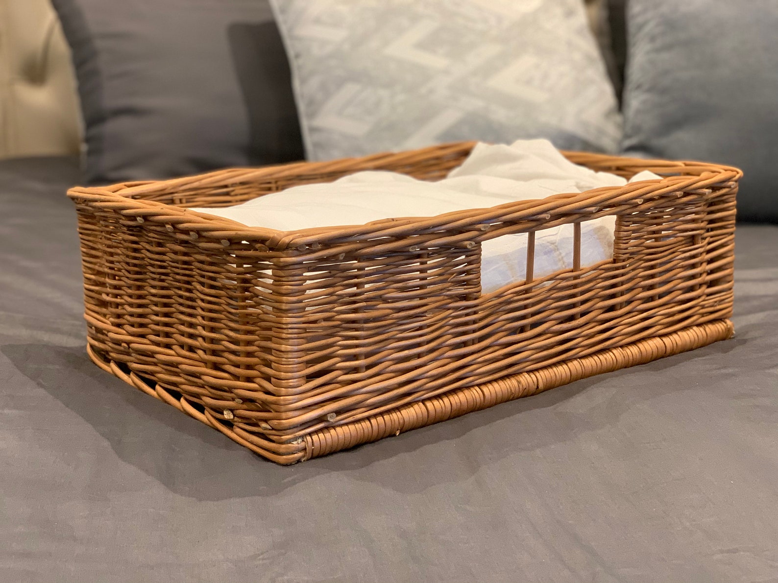 Large Display Wicker Basket / Beautiful Outdoor Dining Etsy