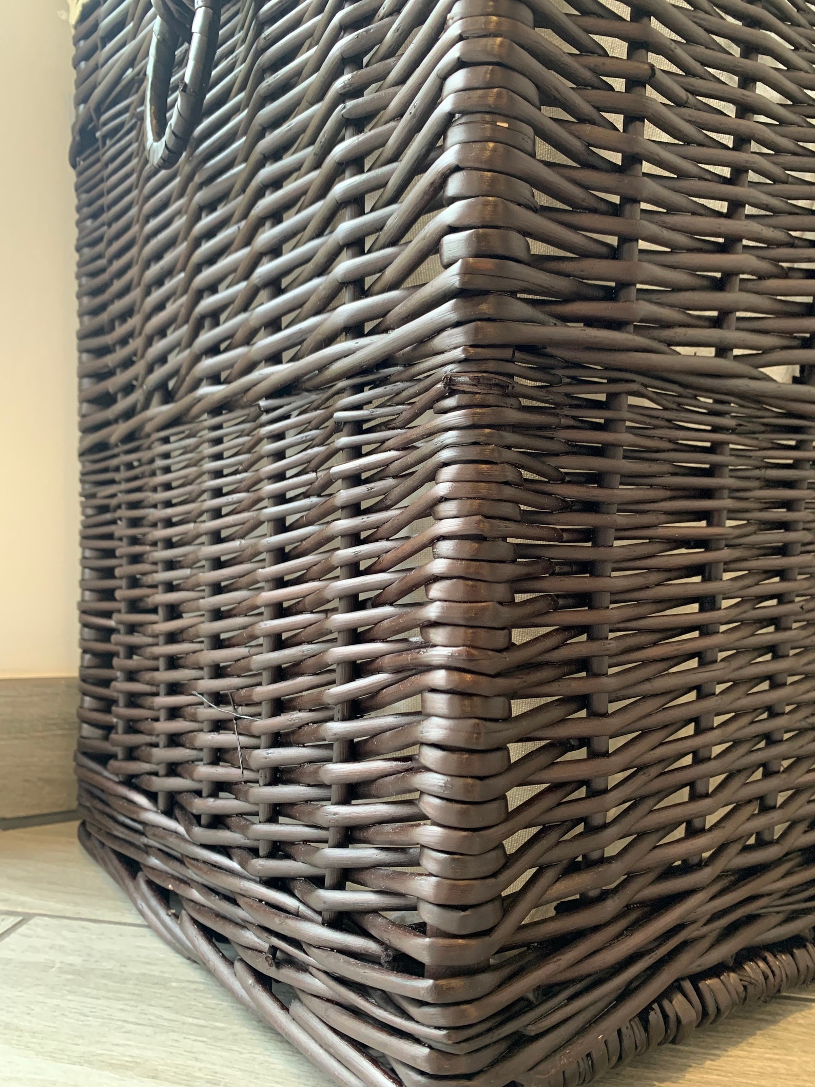 Large Dark Brown Chestnut Wicker Laundry Basket Shabby Chic Etsy UK