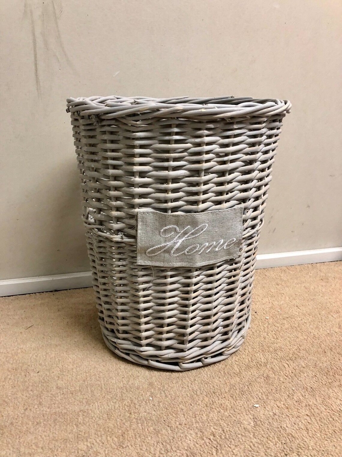 Grey Rattan Square Wicker Waste Paper Bin Storage Basket Home Etsy UK