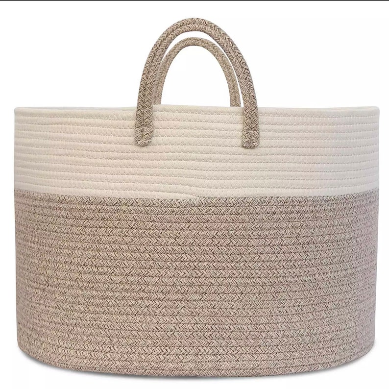 Handmade Cotton Rope Basket Cream and Beige Basket With Etsy UK
