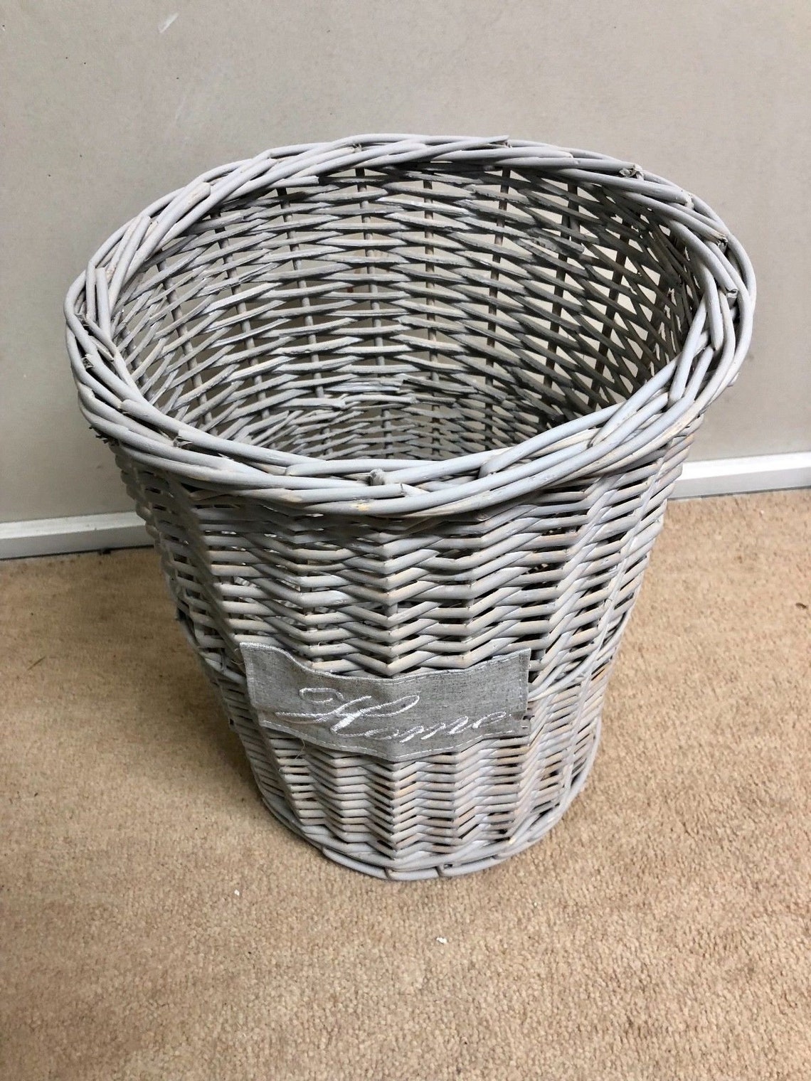 Grey Rattan Square Wicker Waste Paper Bin Storage Basket Home Etsy