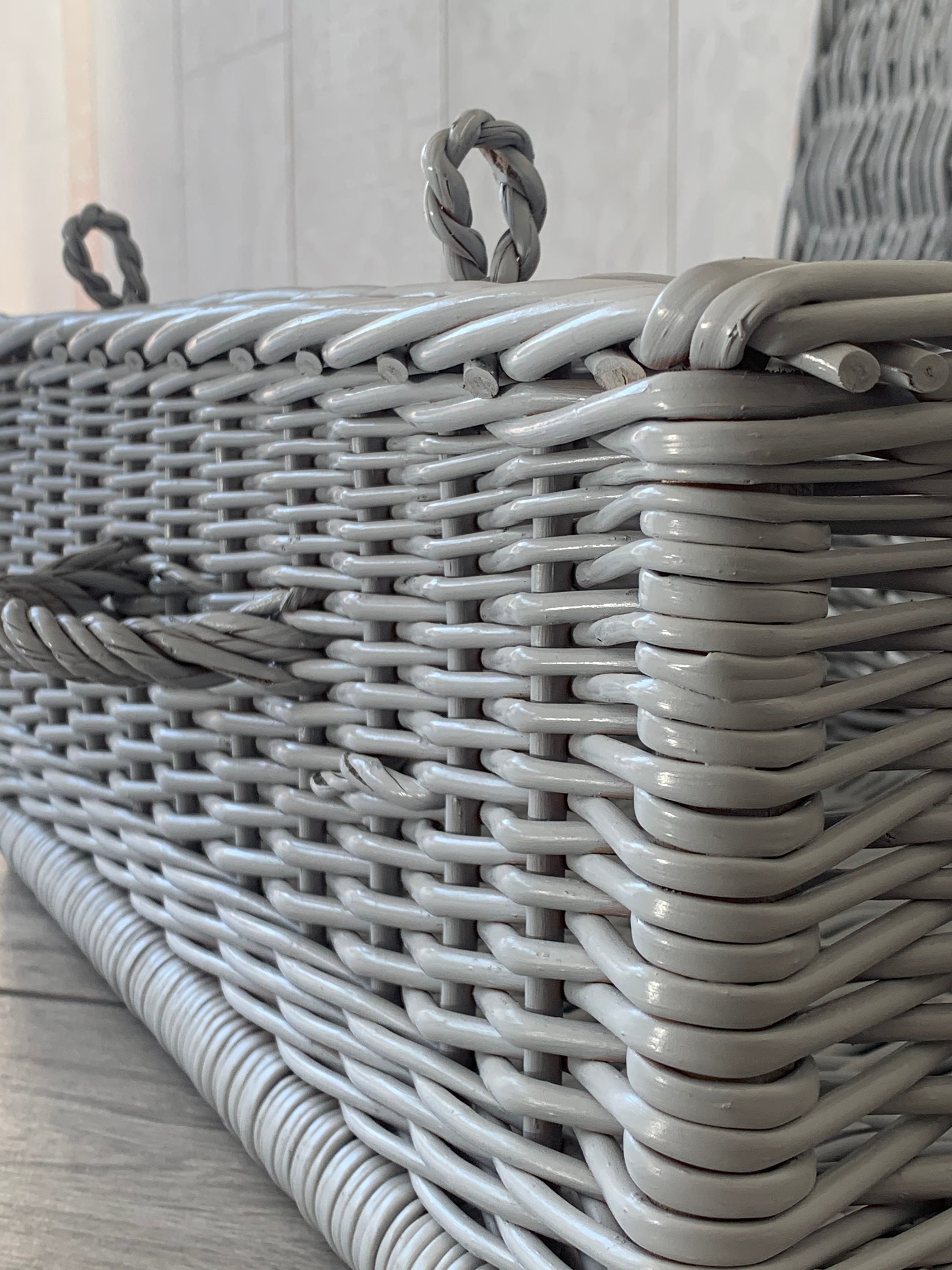 Grey Hamper Basket With Lid / Extra Large Size Picnic Basket Etsy
