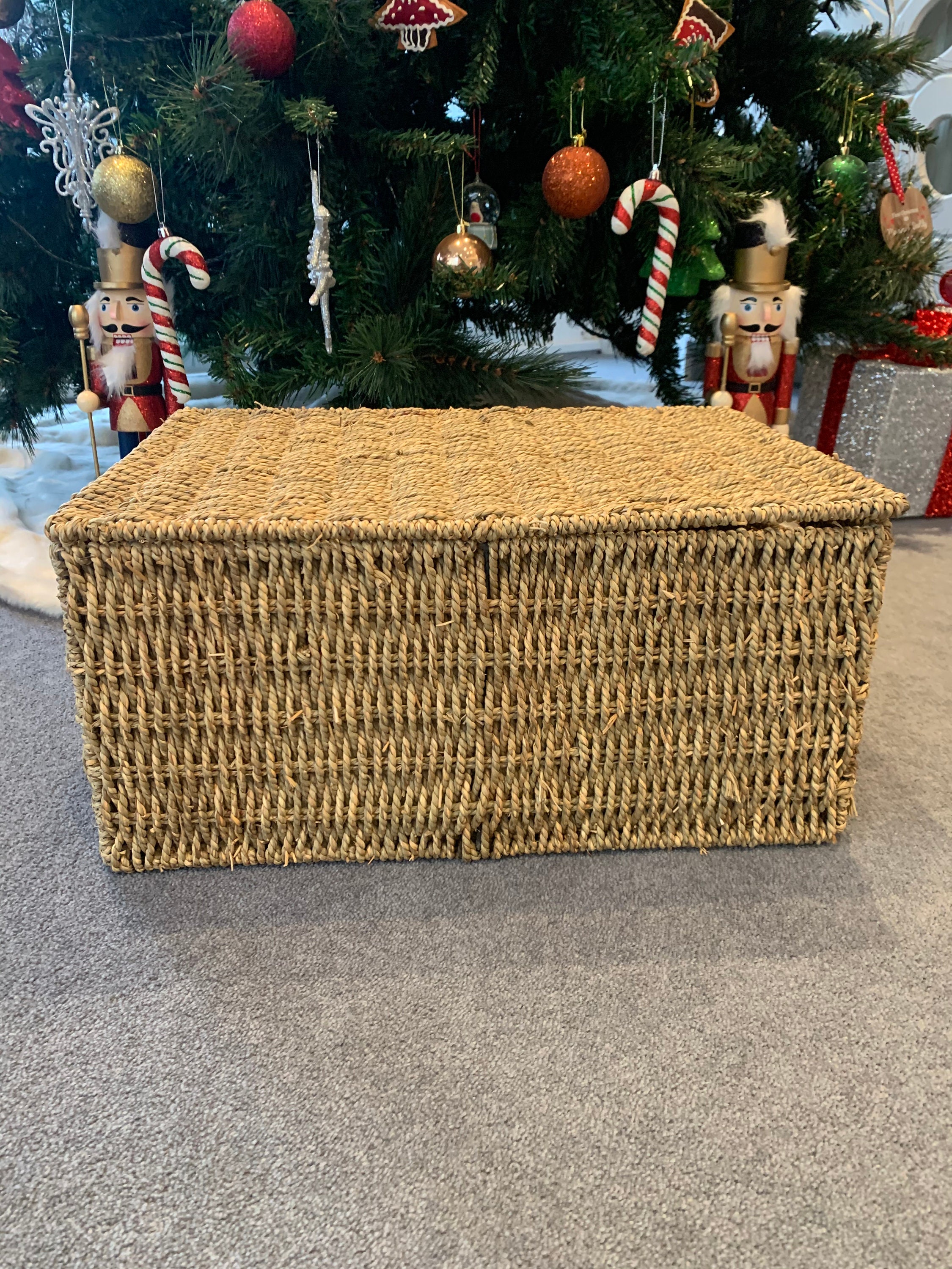 Rattan Hamper Baskets With Lid / Natural Seagrass Lidded Etsy