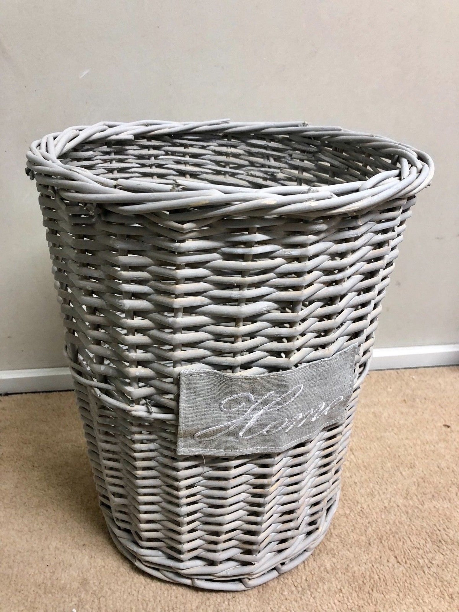 Grey Rattan Square Wicker Waste Paper Bin Storage Basket