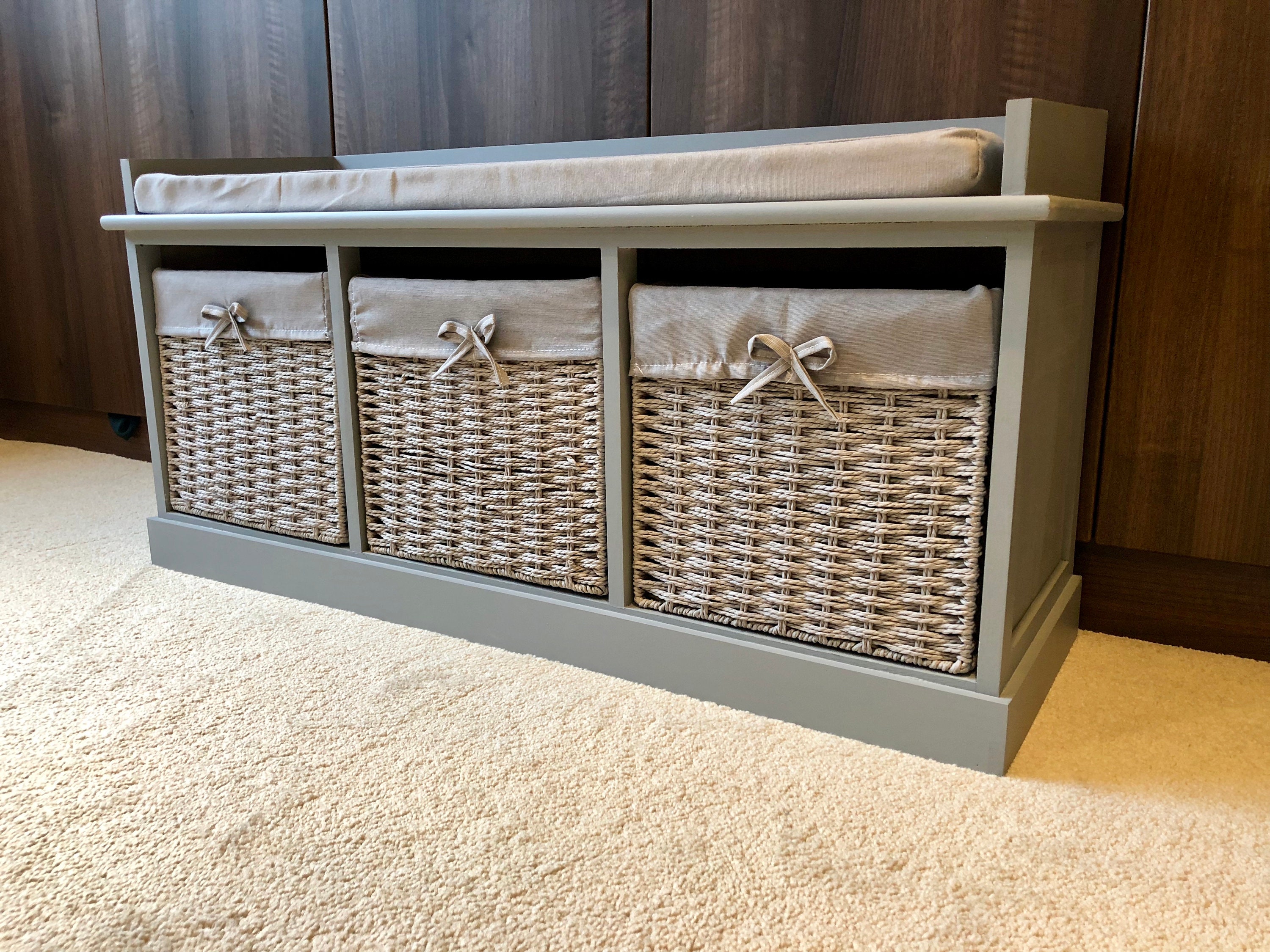 Grey Classy Vintage Shoe Storage Bench Window Seat Hallway Etsy