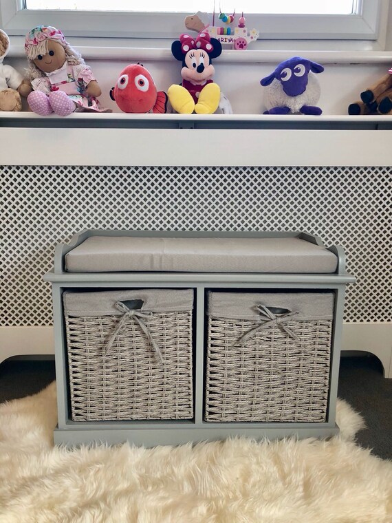 Vintage Grey Shabby Chic Storage Bench Toybox Nursery Etsy