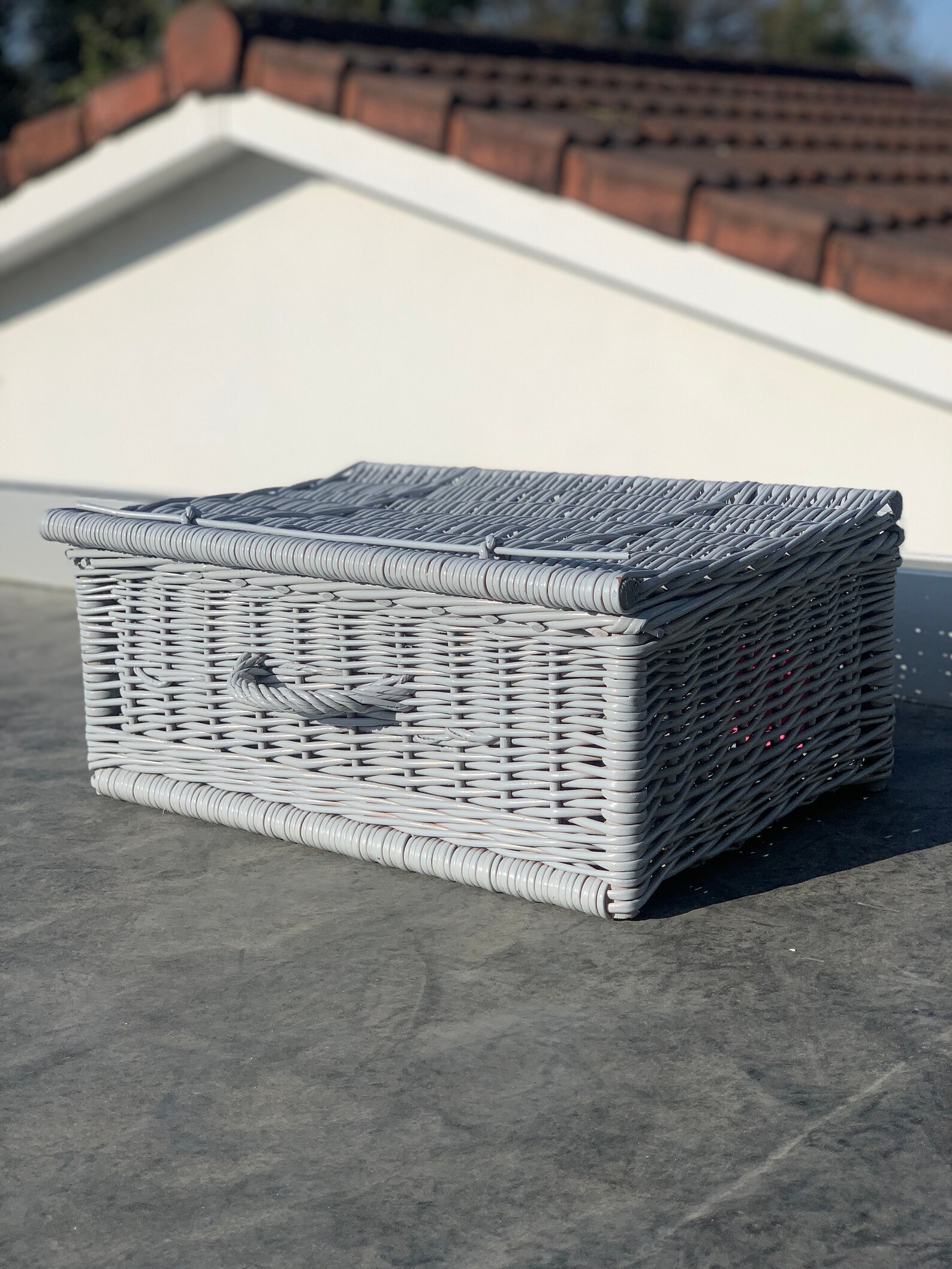 Grey Hamper Basket With Lid / Extra Large Size Picnic Basket Etsy