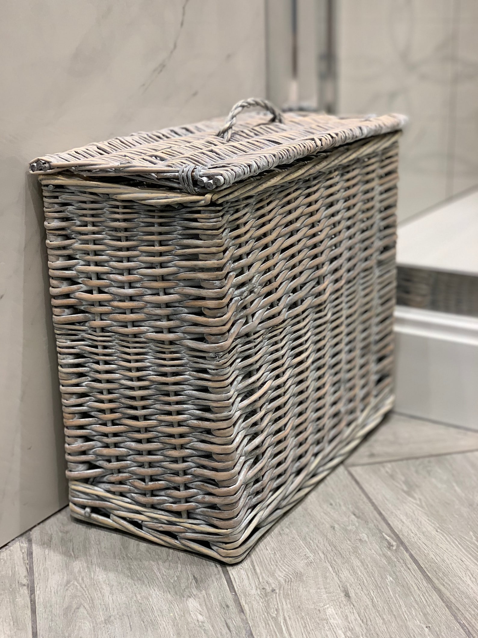 Grey Toilet Roll Basket Wicker Toilet Holder Grey Bathroom Etsy