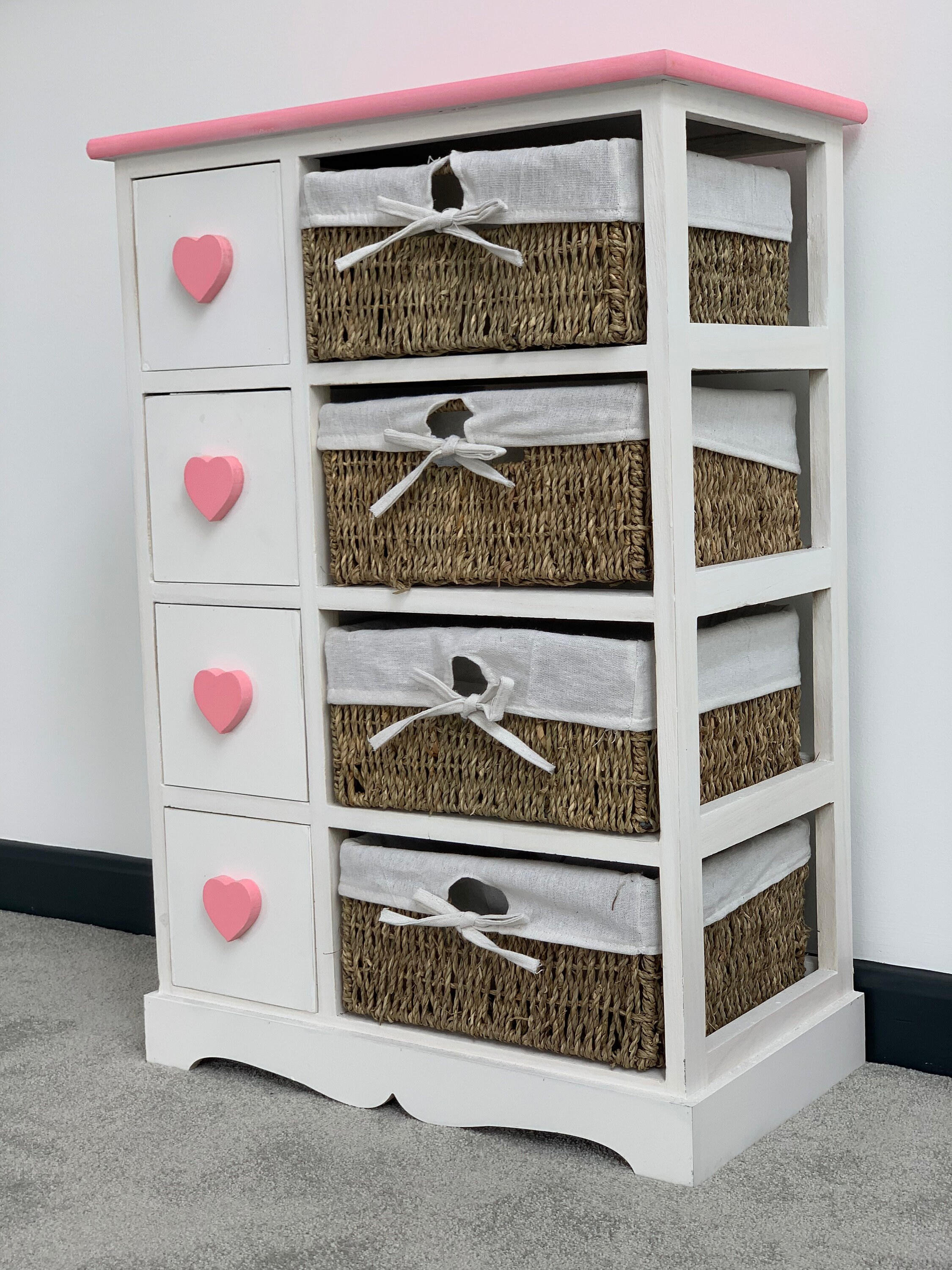 Home Delights Wicker Wooden Drawers / Pink Girls Bedroom Etsy
