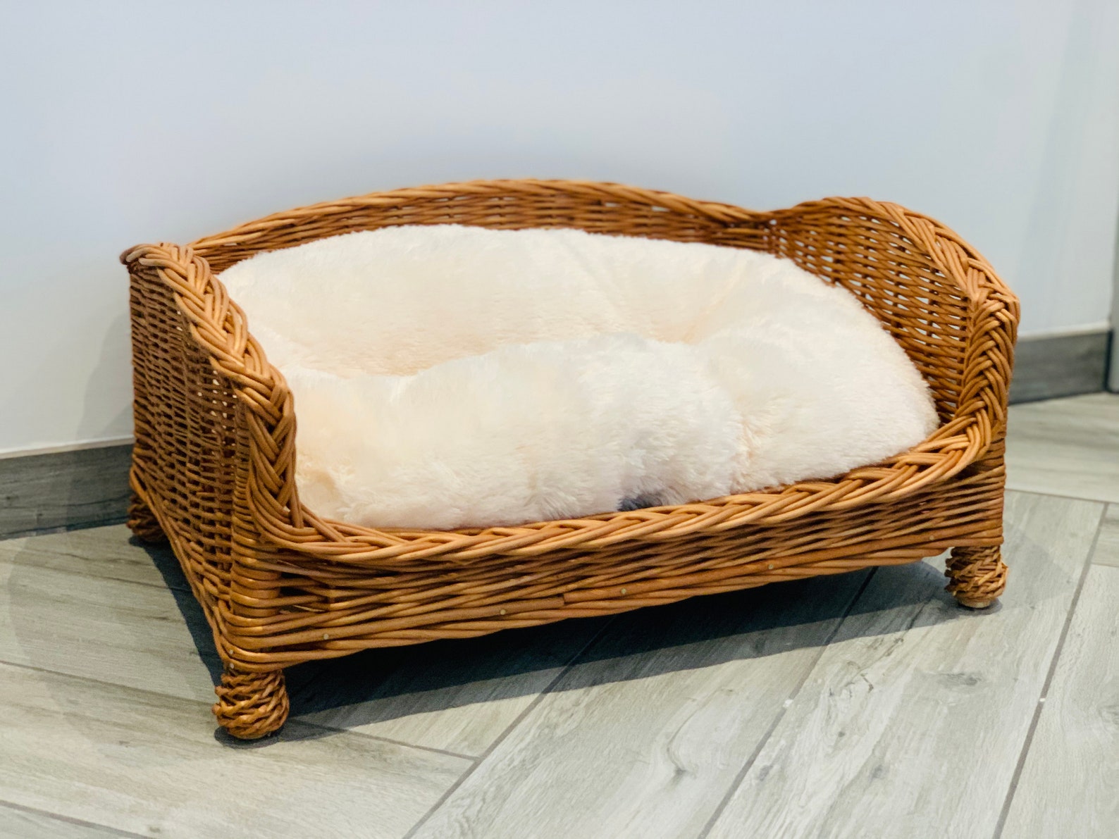 Luxury Wicker Dog Bed Handmade Settee Sofa Style With Legs Etsy