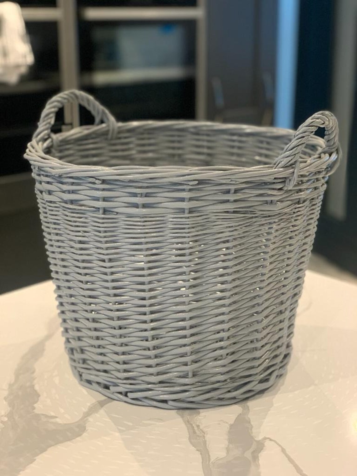 Home Delights Grey Round Handmade Double Wicker Basket Laundry Etsy