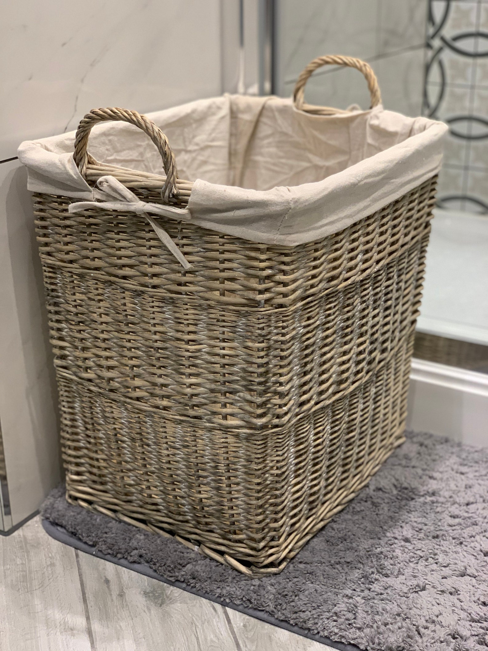 Extra Large Willow Storage Basket Lined With Handles Etsy