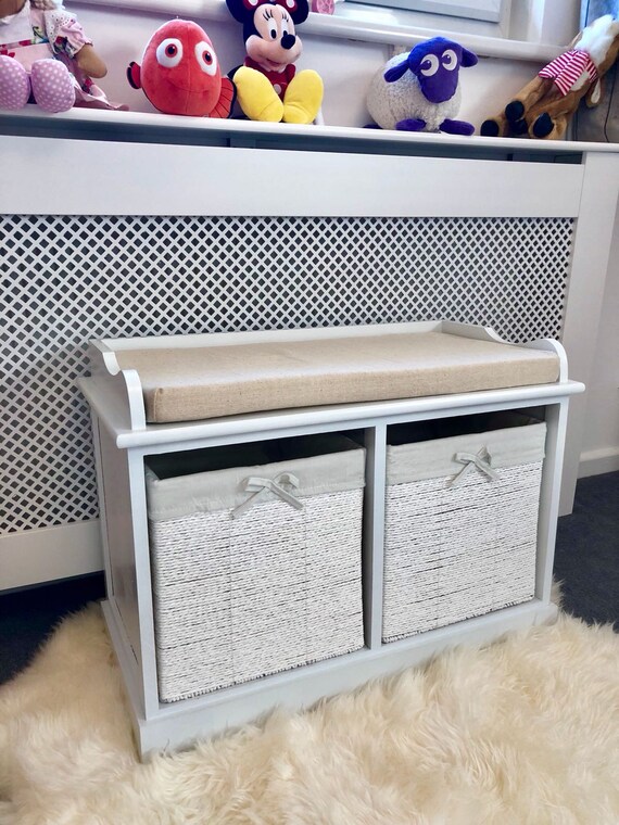 Vintage Classy Cream Shabby Chic Storage Bench Toybox Nursery Etsy