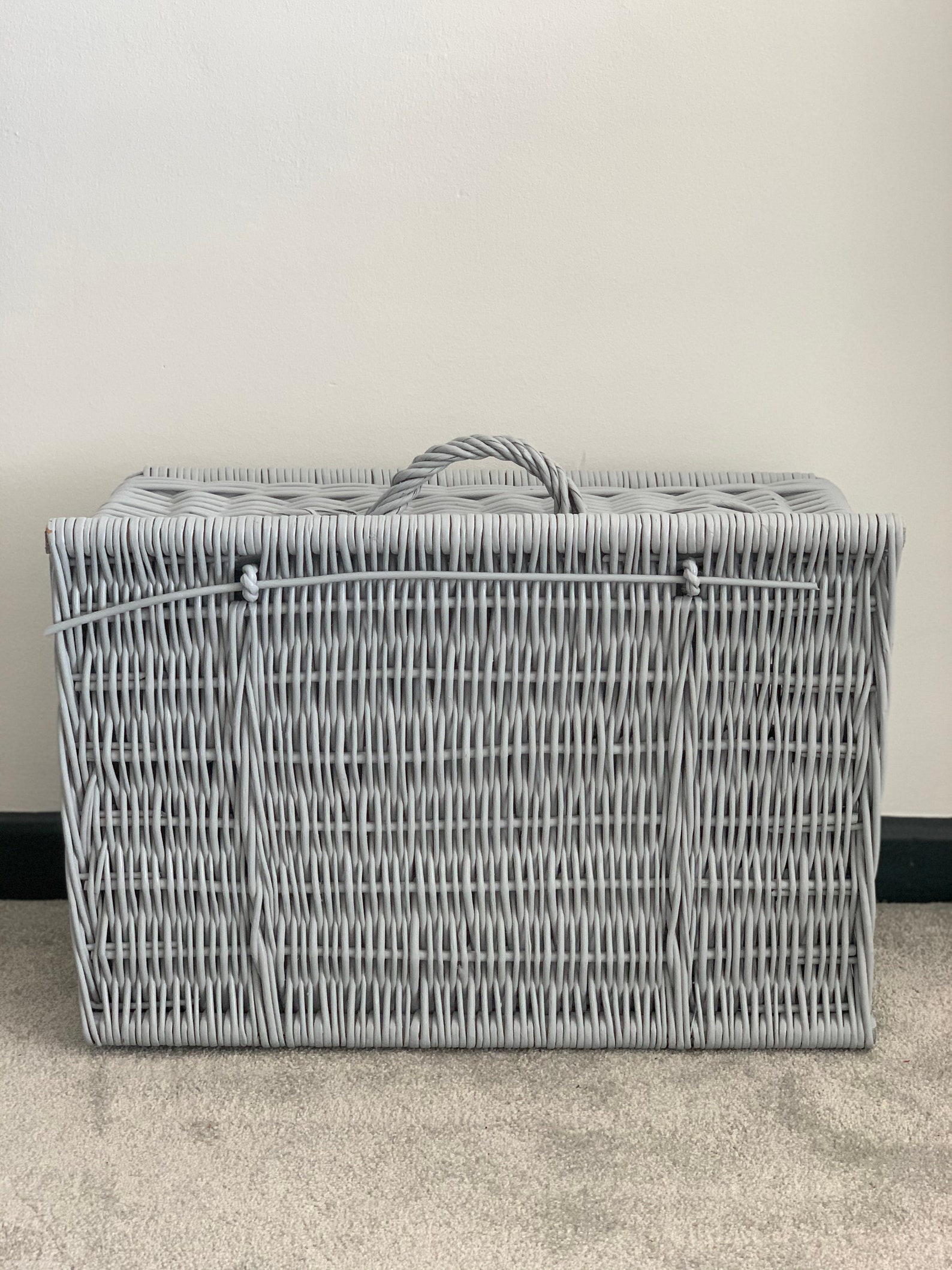 Grey Hamper Basket With Lid / Extra Large Size Picnic Basket Etsy
