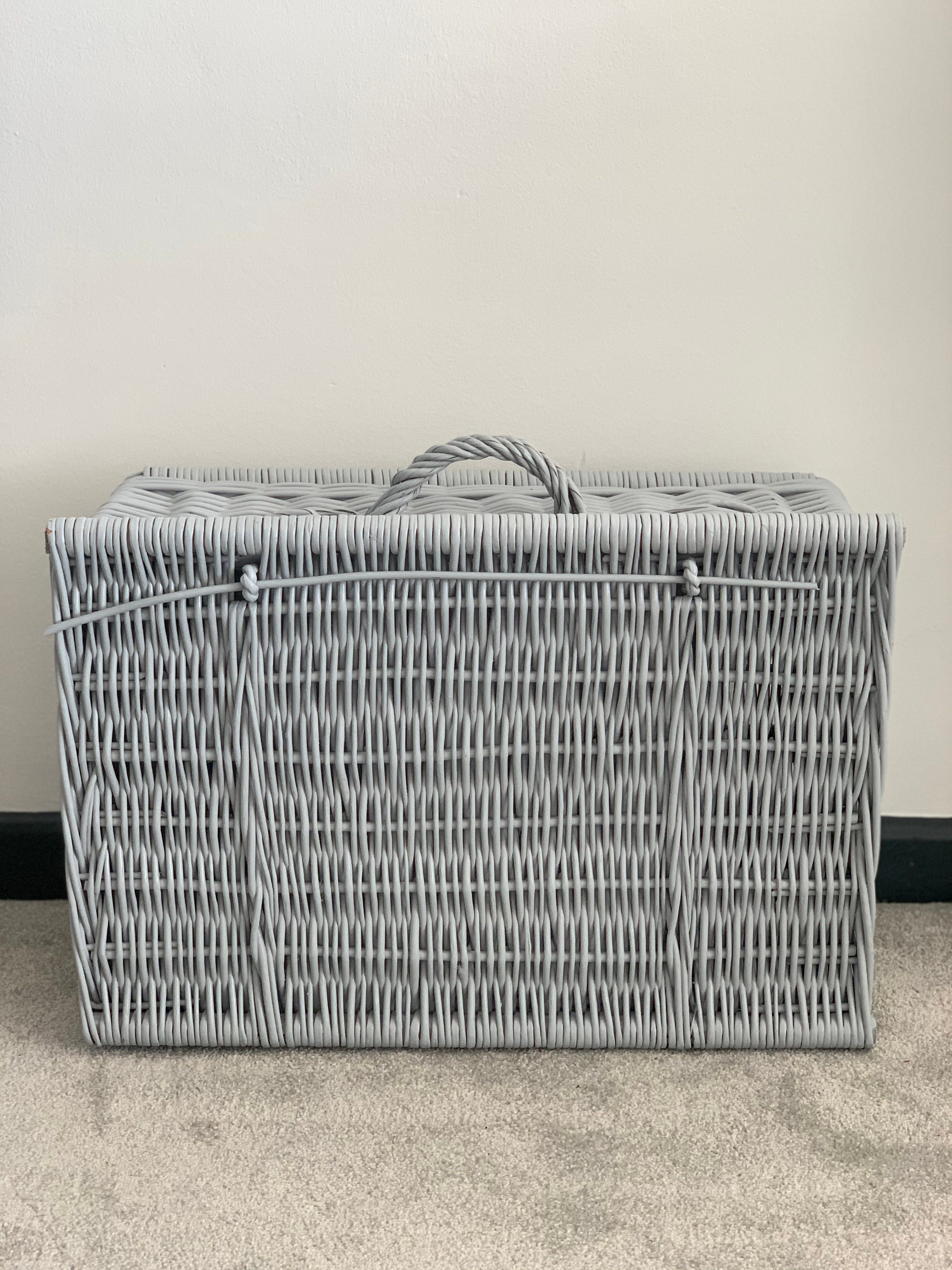 Grey Hamper Basket With Lid / Extra Large Size Picnic Basket Etsy