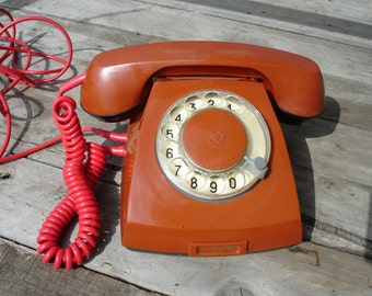 Retro phone - Old telephone-Rotary phone - Soviet telephone-Made in USSR -Retro home decor -Vintage red rotary phone