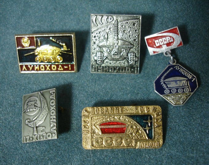 Set of 5 Space Badges Lunar Rover Vintage Pin Soviet Cosmos - Etsy