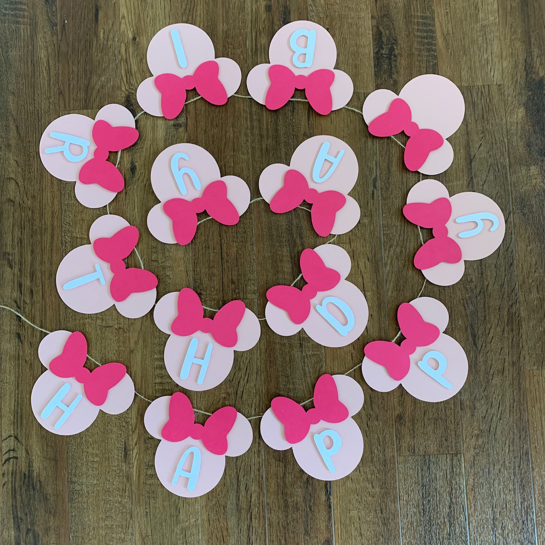 Personalised MINNIE Mouse Birthday Party Banner & Bunting - Pink, Mickey Mouse Theme