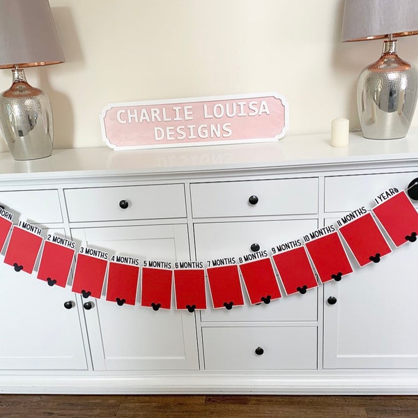 Mickey Mouse Newborn to 12 months Banner * Disney Party Decoration * 1st Birthday Bunting