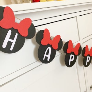 Minnie Mouse Happy Birthday Bunting * Paper Banner * Disney Party Decoration * Different Messages Available