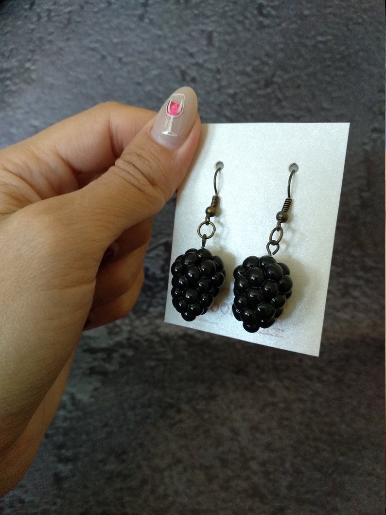 Blackberry Earrings Realistic Berry Earrings Dangle Berry Etsy