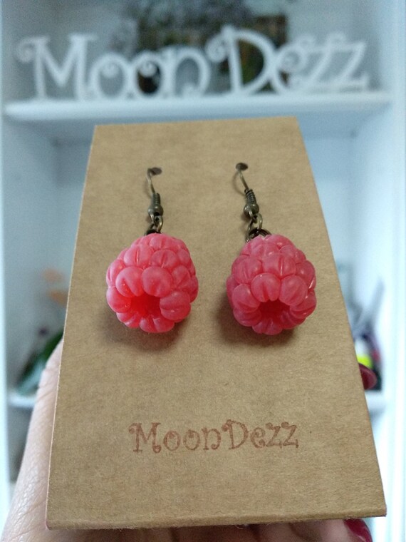Raspberry earrings Realistic berry earrings Bright summer Etsy