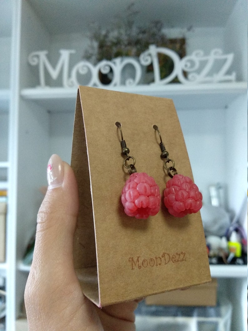 Raspberry earrings Realistic berry earrings Bright summer Etsy