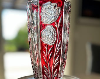 Sparkling Red Crystal Rose Hand Crafted by Bjcrystalgifts