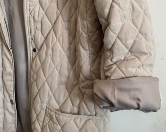 Vintage Oleg Cassini Quilted Car Coat, Oyster Color, Tunic Length, Warm, Nice Soft & Comfy, Great Condition, Size 38