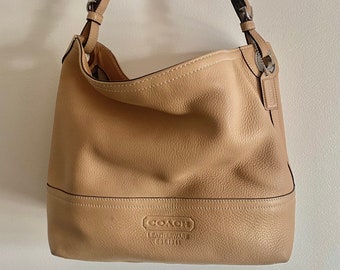 Pre Owned Genuine Coach Slouchy Camel Tan Tote Leatherware Milled Cowhide Hobo Shoulder Bag, Hand Crafted #5715