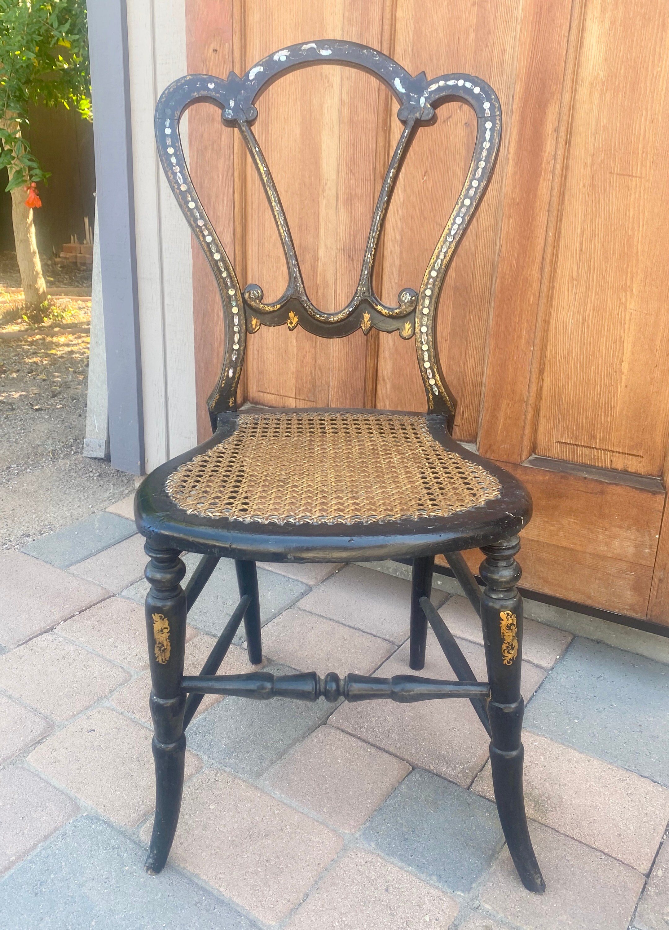 Inlaid Victorian Hairpin Side Chair Inlaid Victorian Hairpin Side Chair