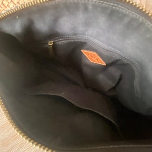 Vintage Fossil Dr Bag, Kendall, Tan Leather, Textile Woven, Satchel Bag, Dark Brown & Tan Herringbone w/ Leather Handbag image 8