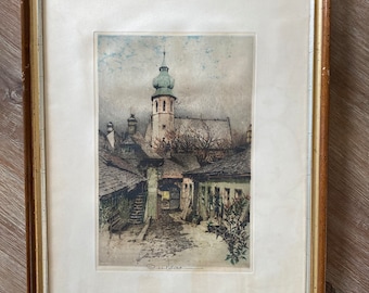 Vintage Original Robert Kasimir Etsning Signerad Titel Manuserad Original Ram #1