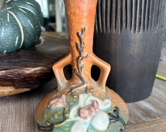 Antique Roseville Magnolia Vase 179-7, Brown & Cinnamon Pottery, Mint Condition