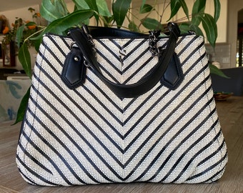 Vintage Vera Wang Black & White Wool Herringbone Handbag, Made for Banana Republic by Simply Vera, Mint Condition