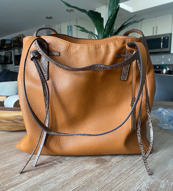Pre Owned Designer Tote Darcy Marks London Vegan Leather Cognac Shoulder Purse or Tote Western Style Bag Like New Etsy Canada