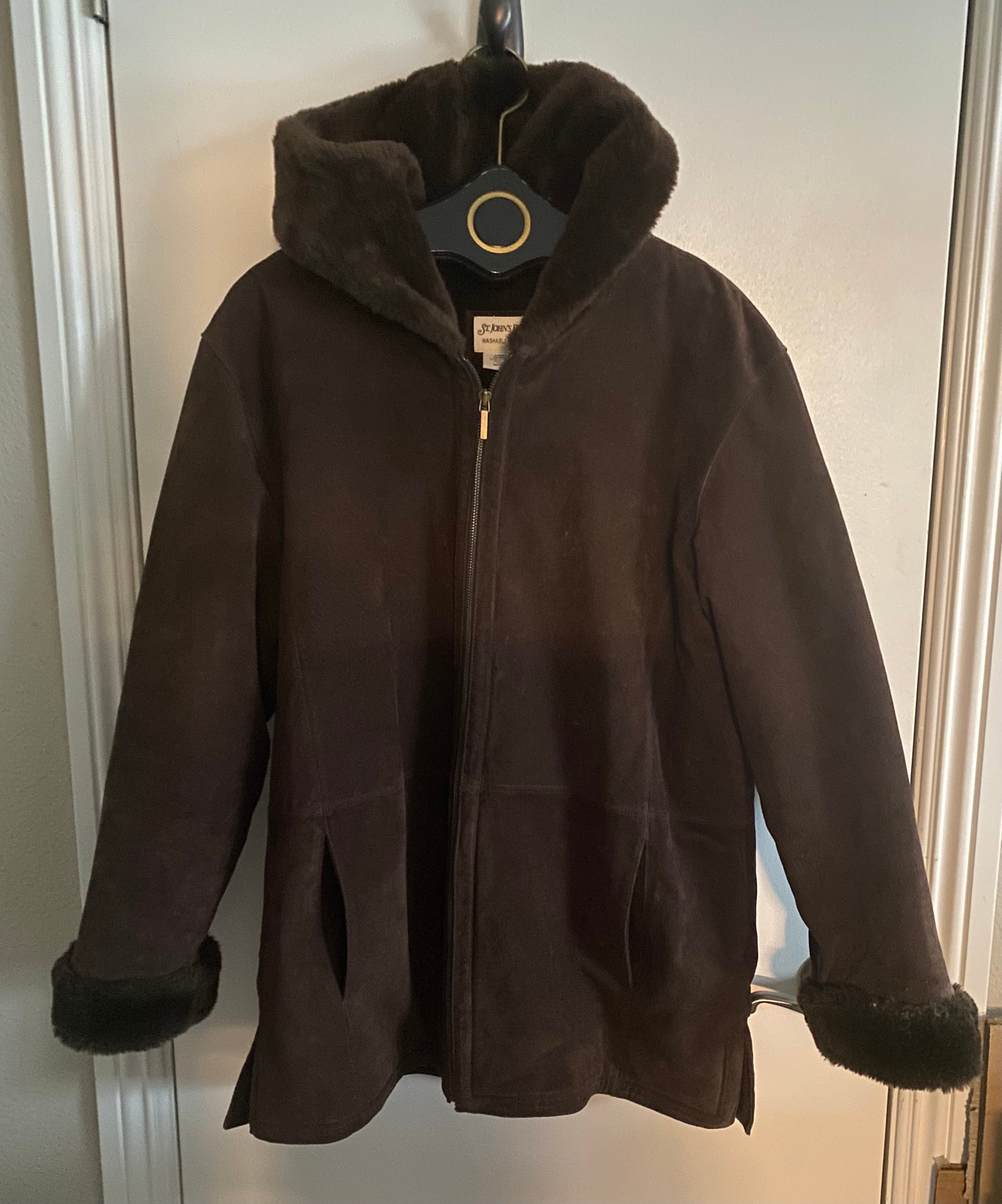 Pre-owned St. Johns Bay Dark Brown Genuine Leather With Faux Pre-owned St. Johns Bay Dark Brown Genuine Leather With Faux