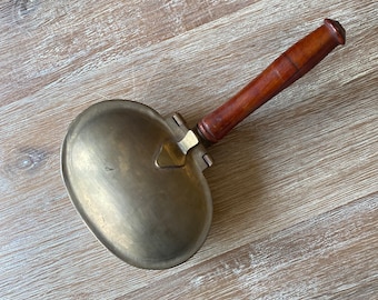 Vintage Solid Brass Butler Crumb Catcher with Wooden Handle