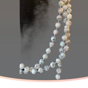 Vintage Stunning Kiwi Stone Necklace, 60 Long, Jasper Stone, Beautiful Uncommon long Necklace, Sesame Jasper Jewelry image 8