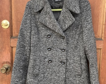 Vintage Nine West Peacoat, Charcoal Gray Wool Blend, Size 8