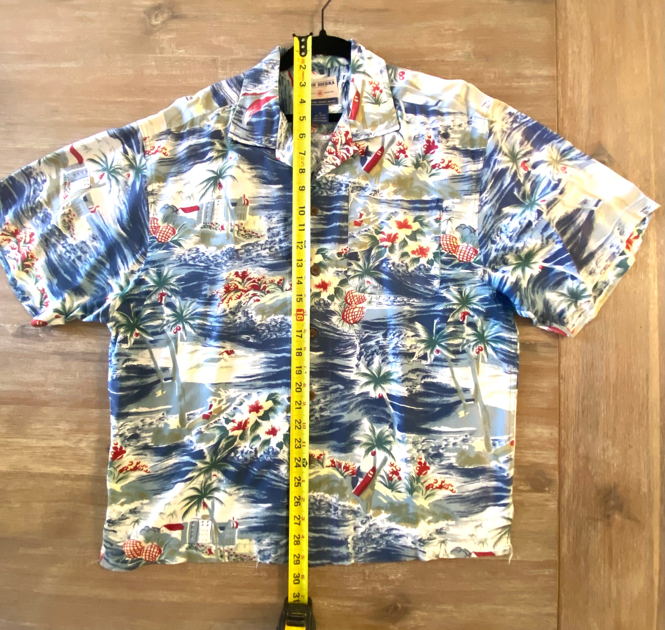 Chemise Hawaïenne Vintage Années 80 - Manches Courtes - Taille M/L - Bleu Clair - Pepe - Occasion Très Bon état