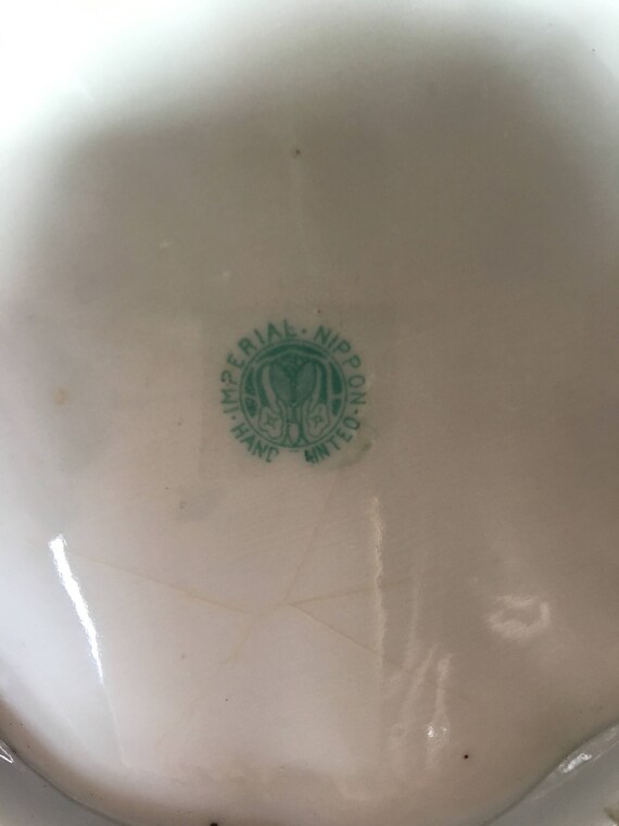 Vintage Nippon Hand Painted Porcelain Flower Bowl, Moriage Beading