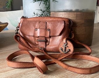 Pre-owned Harbour 2nd Leather Luna Crossbody, Belt Wallet Bag, Cognac, Genuine Soft Leather Purse