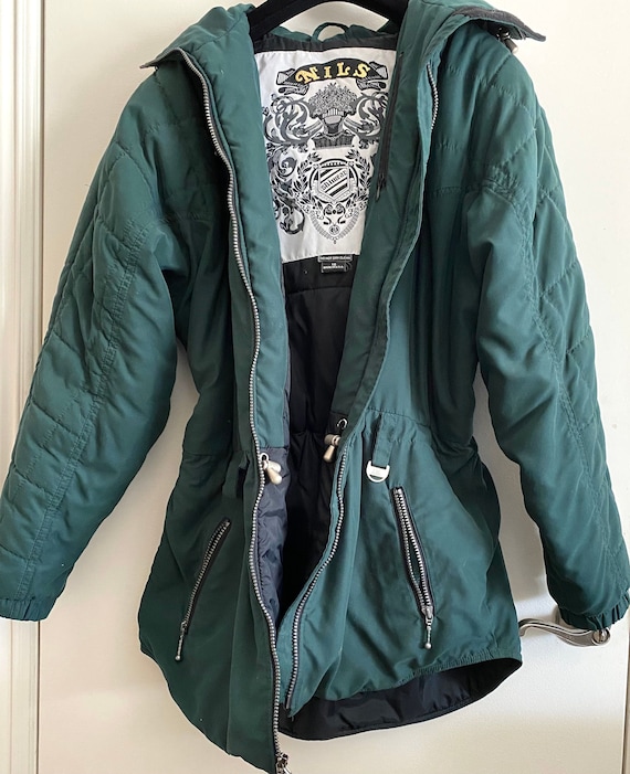 Vintage Nils Mountain Skiwear Parka Soft Teal Green With Black