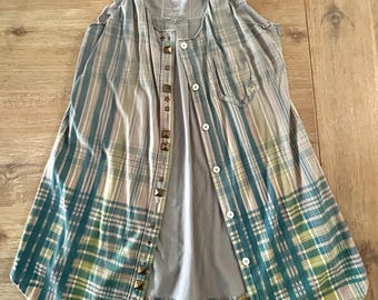 Vestido a cuadros vintage de Free People, túnica bohemia con tachuelas