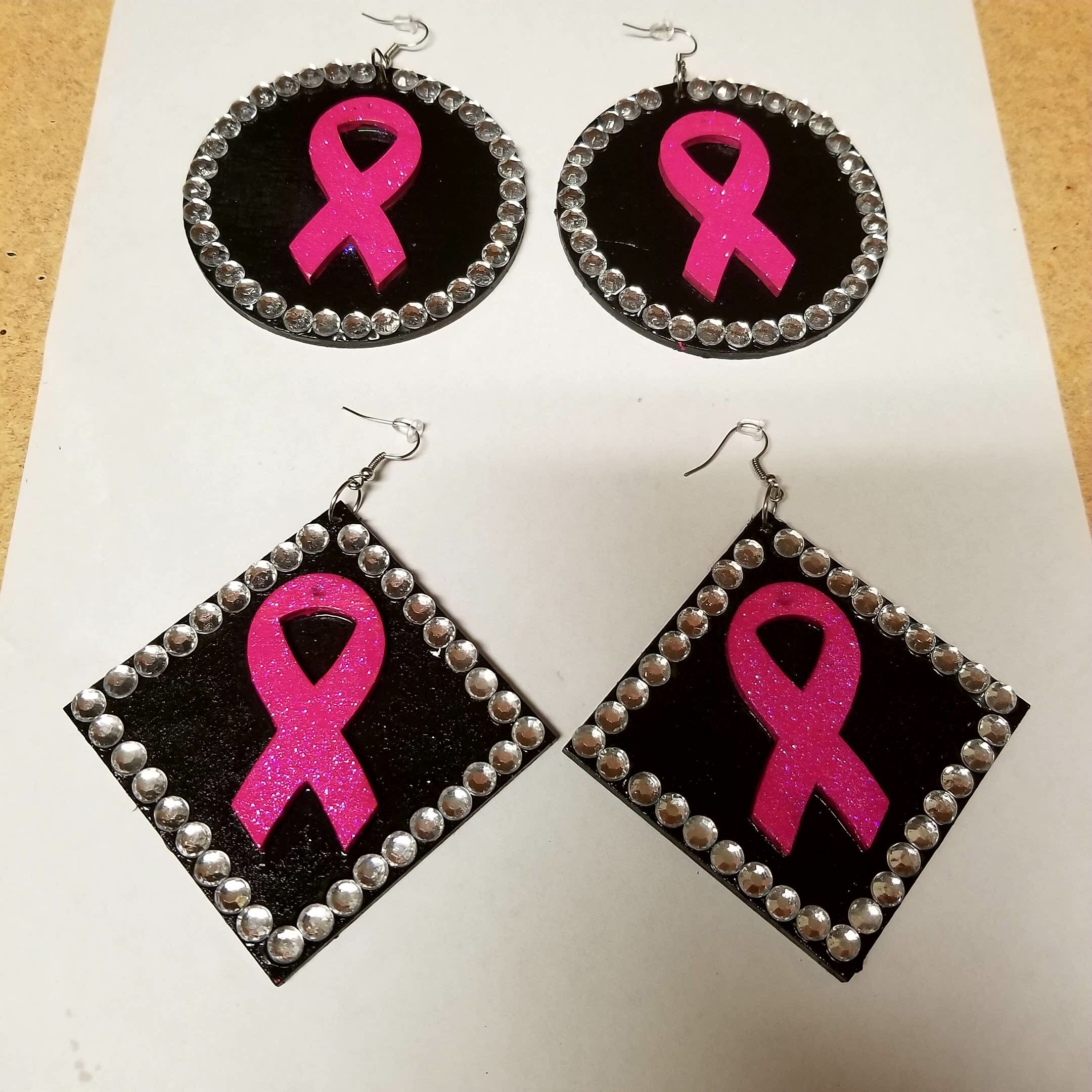 Breast Cancer Awareness Ribbon Earrings Etsy