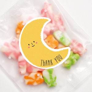 15 Moon thank you sticker, thank you labels, kids party labels, baby shower label, cute stickers, greeting labels, gift sticker, gift label