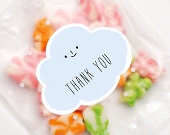 15 Cloud thank you sticker, thank you labels, kids party labels, baby shower label, cute stickers, greeting labels, gift sticker, gift label