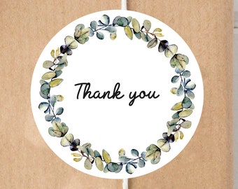 Wreath stickers, thank you stickers, thank you label, gift sticker, favor sticker, wedding favor, personalized label, customize label