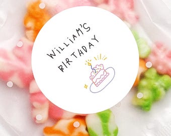 Kids Personalized Sticker, Custom Name Party Label, Candy Favor Seal, Treat Bag Decor
